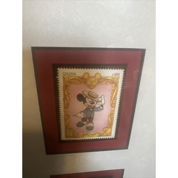 Vintage Walt Disney mickey mouse stamp framed display 12x15” inch frame Ghana - Picture 3 of 7